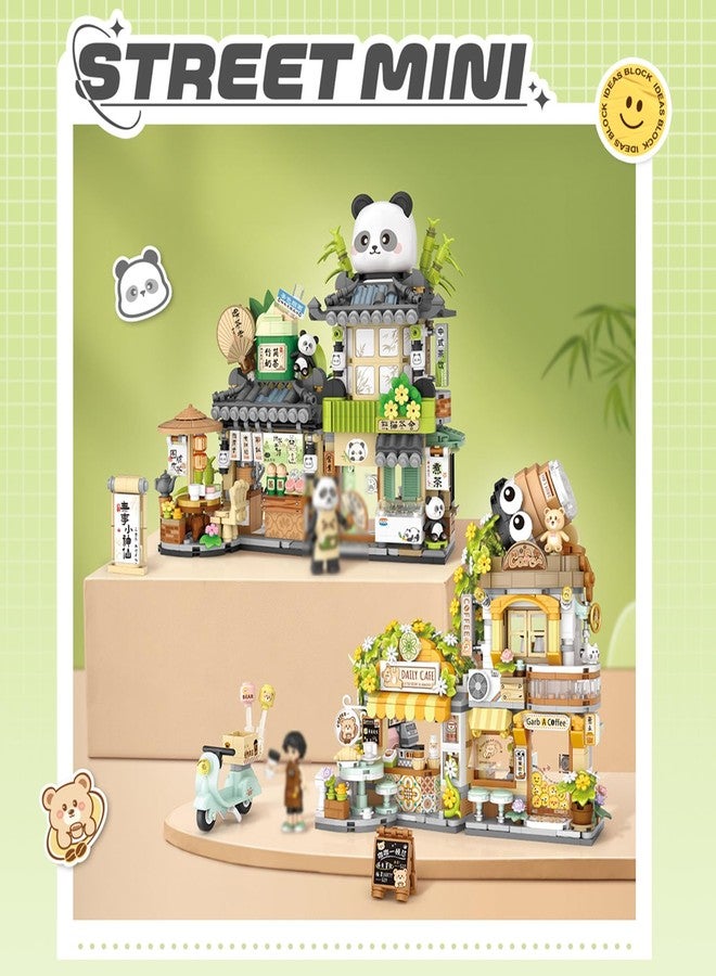 MEIEST Mini City Shop Street View Building Blocks Model Set,Simulation Animals Architecture Collection Particle Construction Building Bricks Toy,Home Decoration (Panda Tea House) - Image 5